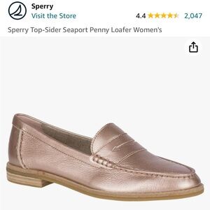 Women’s Sperry Penny Loafer Silver Metallic Driving Shoe Size 7.5